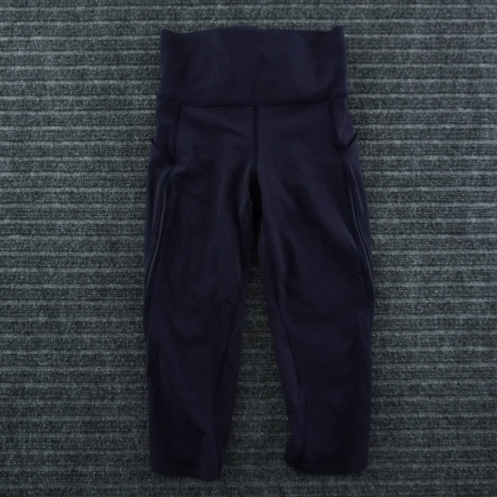 Lululemon Fast and Free Crop Leggings Womens 4 Purple Pockets Scalloped Hem